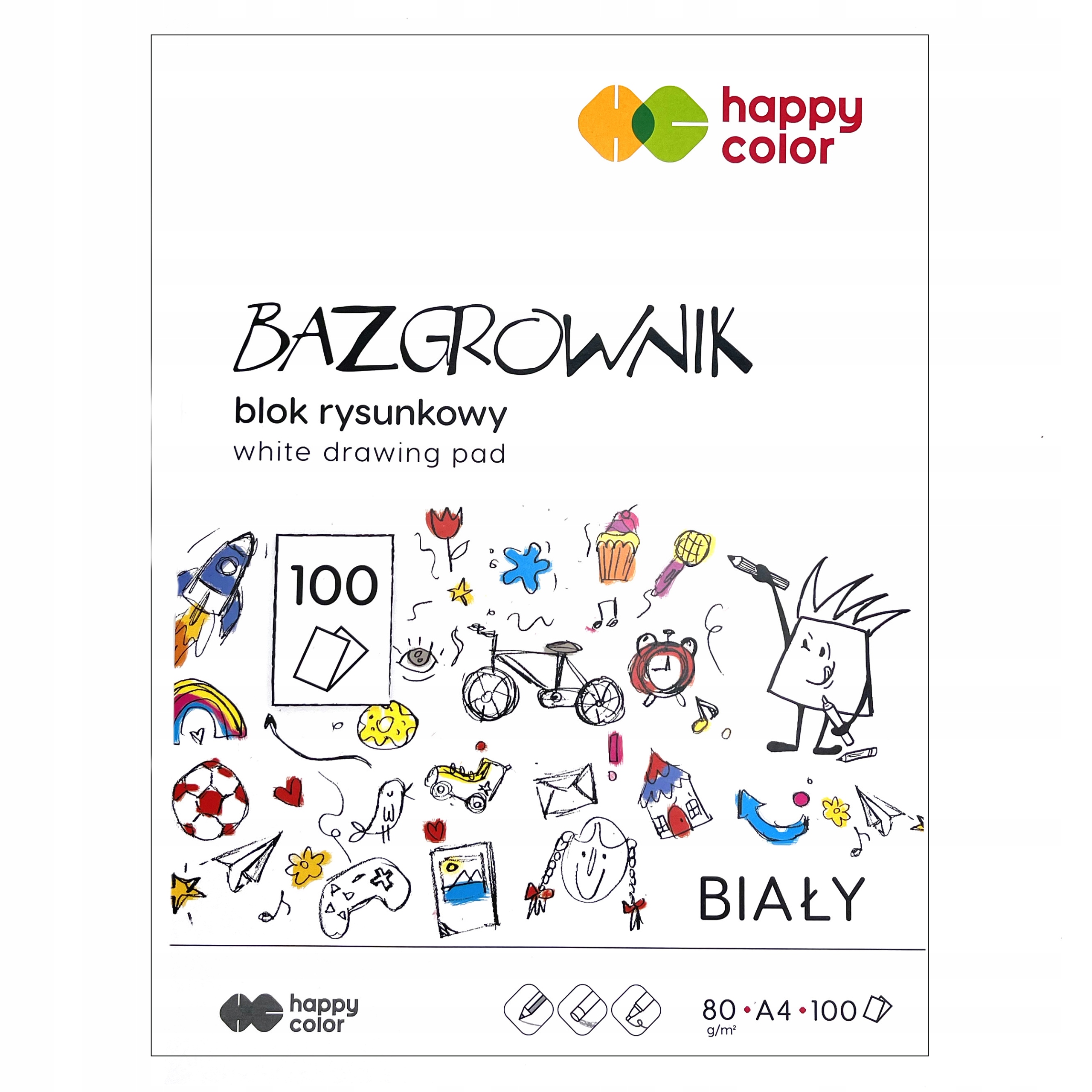 Blok rysunkowy Bazgrownik, A4, 100 ark, 80g, Happy Color (3708 2030-0B100)