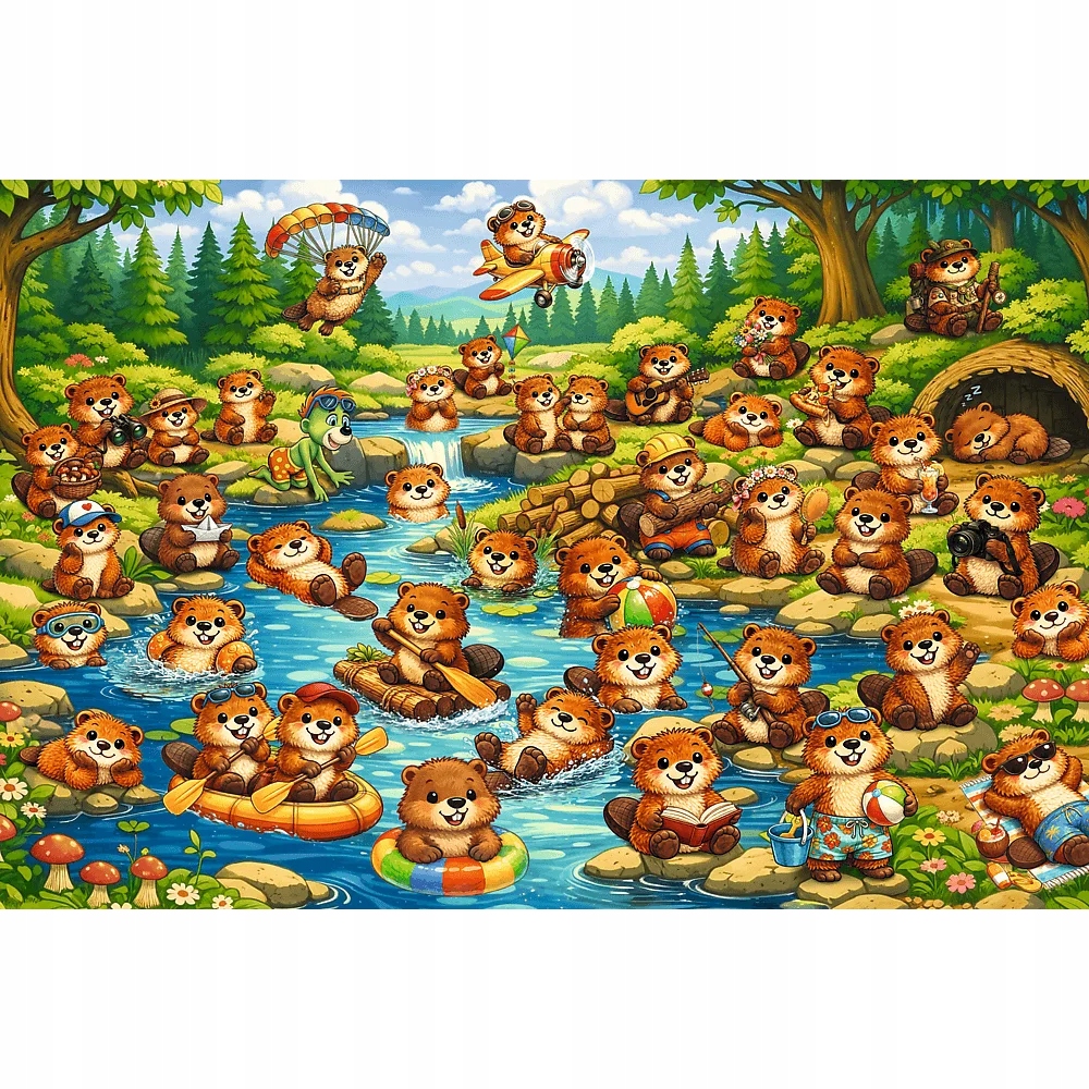 Puzzle 100 Seek & Find: Bobry w akcji, Rodzina Treflików (16588)