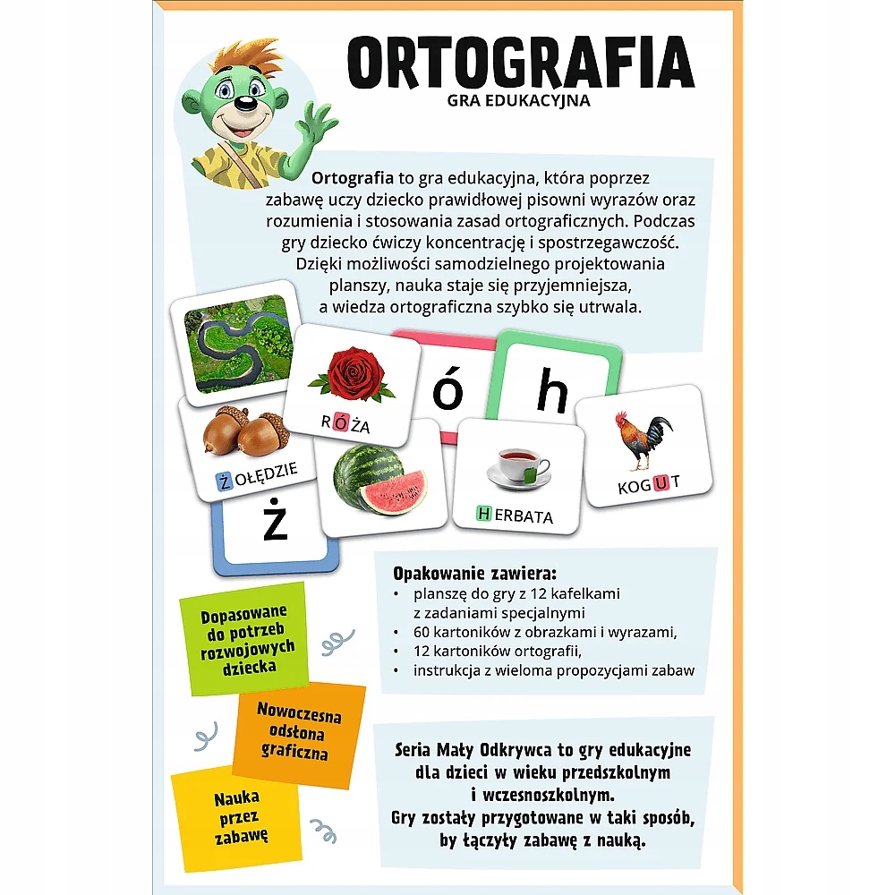Gra dla dzieci Ortografia, Mały Odkrywca (02803)