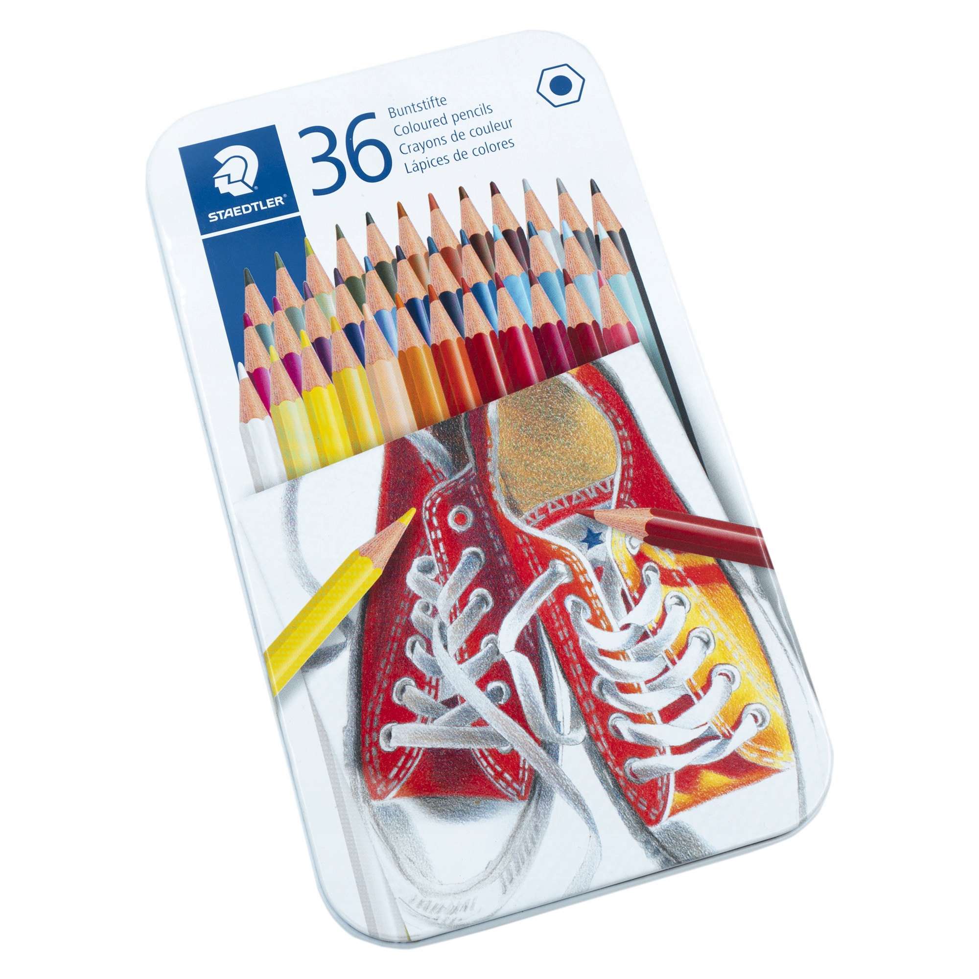 Kredki sześciokątne, 36 kolorów, w metalowym opakowaniu, Staedtler (175 M36)