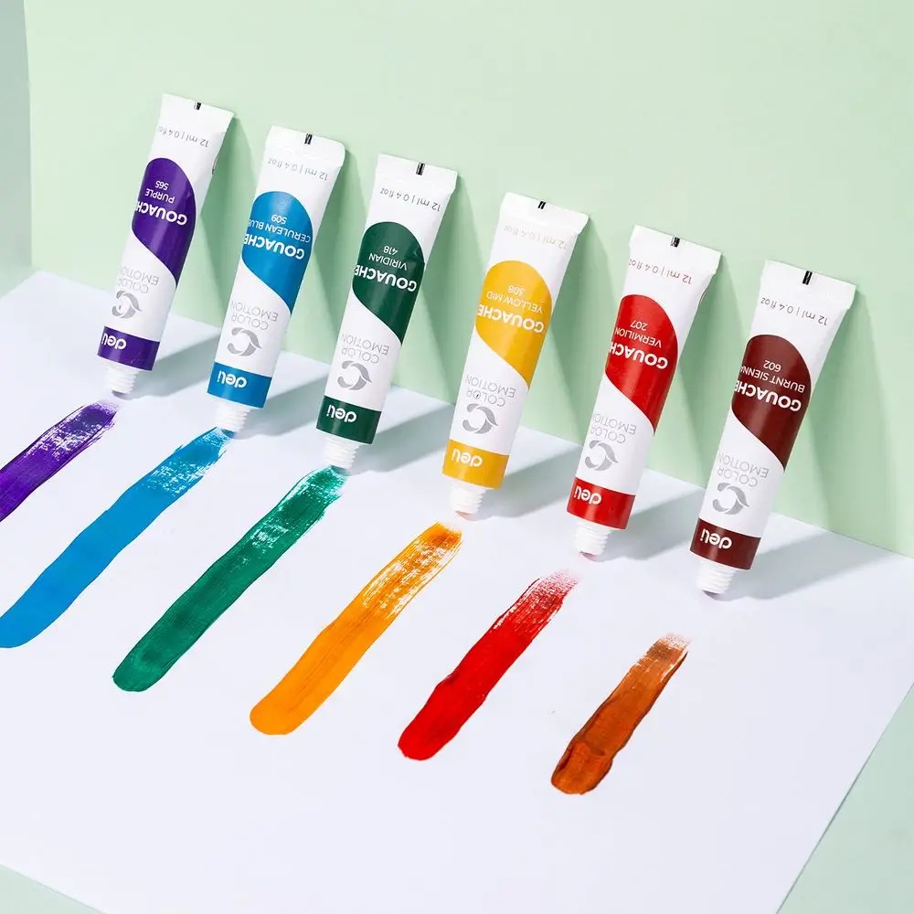 Farby gwasze gouache 24 kolory x 12 ml tuba, Deli (6110)