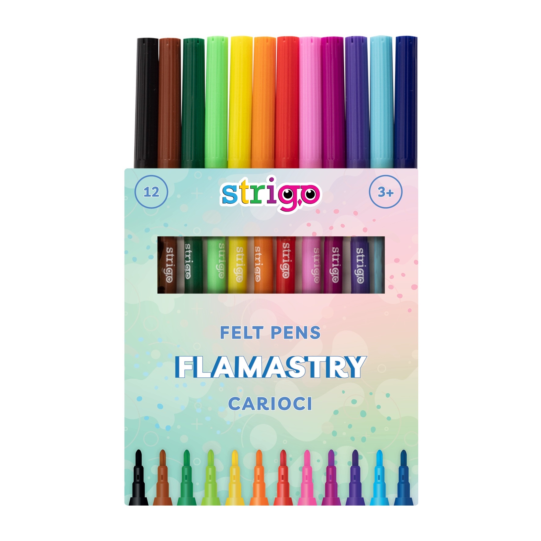 Flamastry zestaw 12 kolorów, STRIGO (2820)