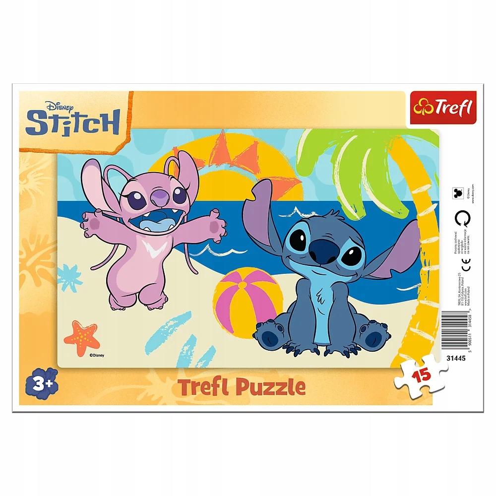 Puzzle ramkowe 15 Lilo & Stitch, W cieniu palm (31445)