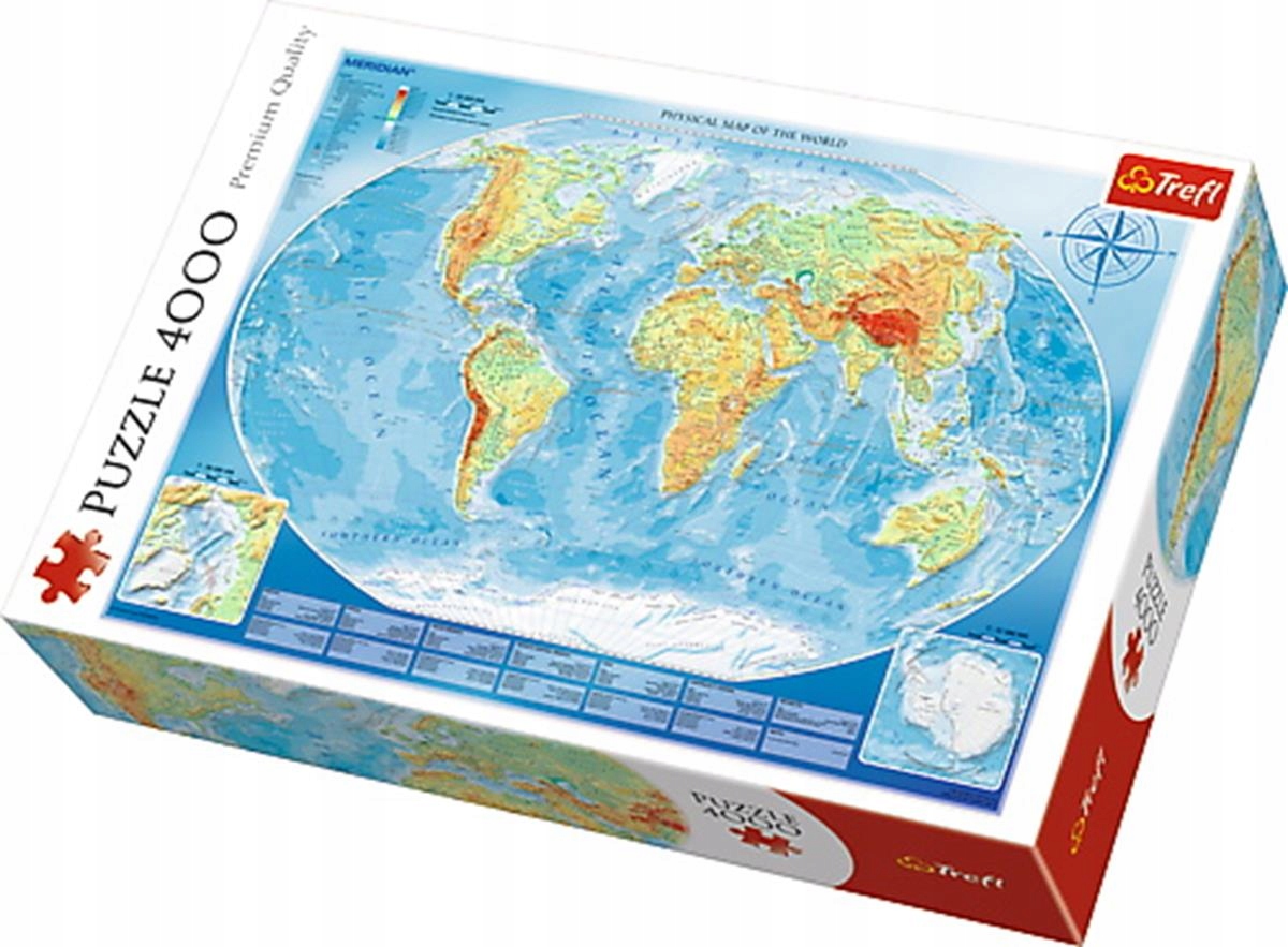 Puzzle 4000: Wielka Mapa Fizyczna Świata (45007)