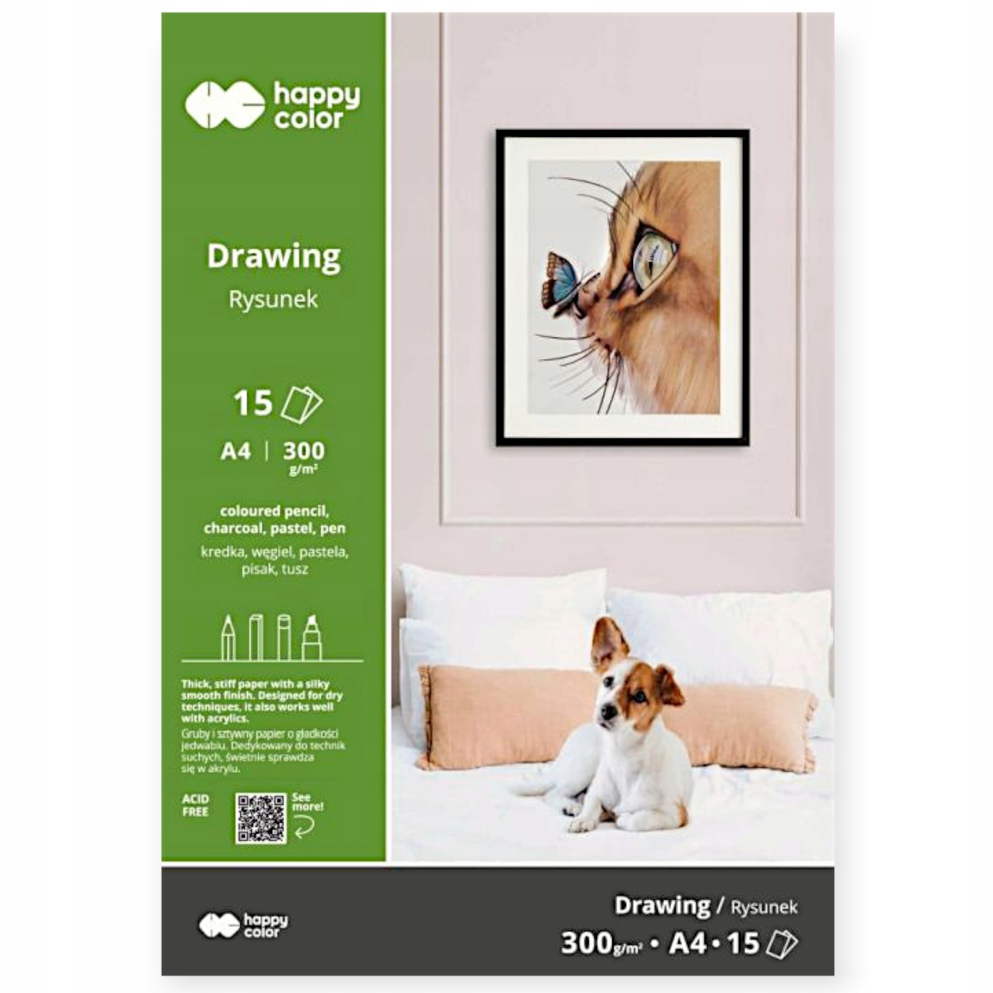 Blok do rysunku ART, 300g, A4, 15 ark, Happy Color (3730 2030-AR15)