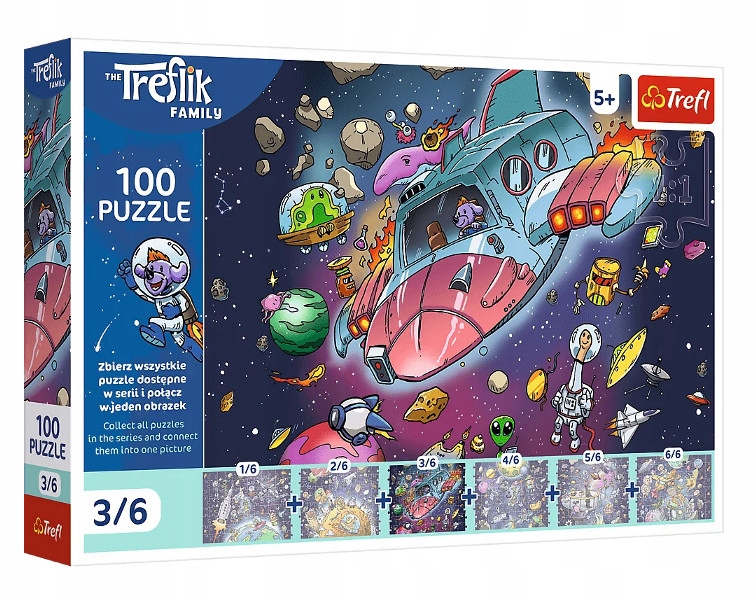 Puzzle 100: Gonduś w rakiecie, Rodzina Treflików (16543)