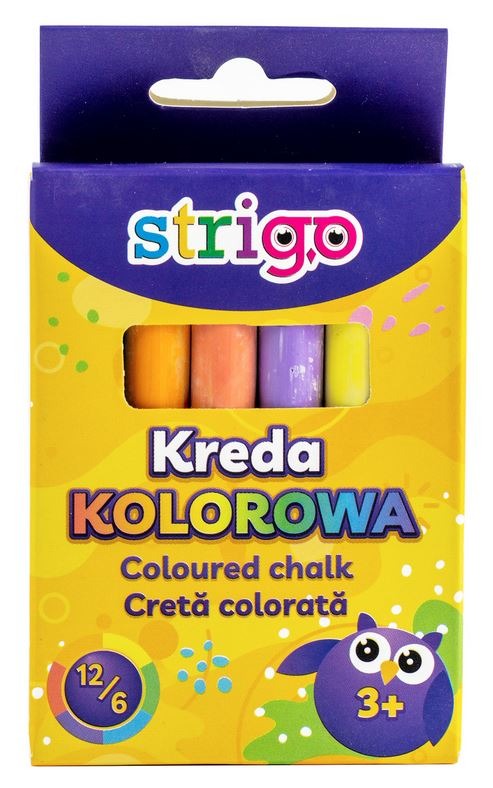 Kreda tablicowa niepyląca strigo - kolorowa 12 sztuk, STRIGO (7359)