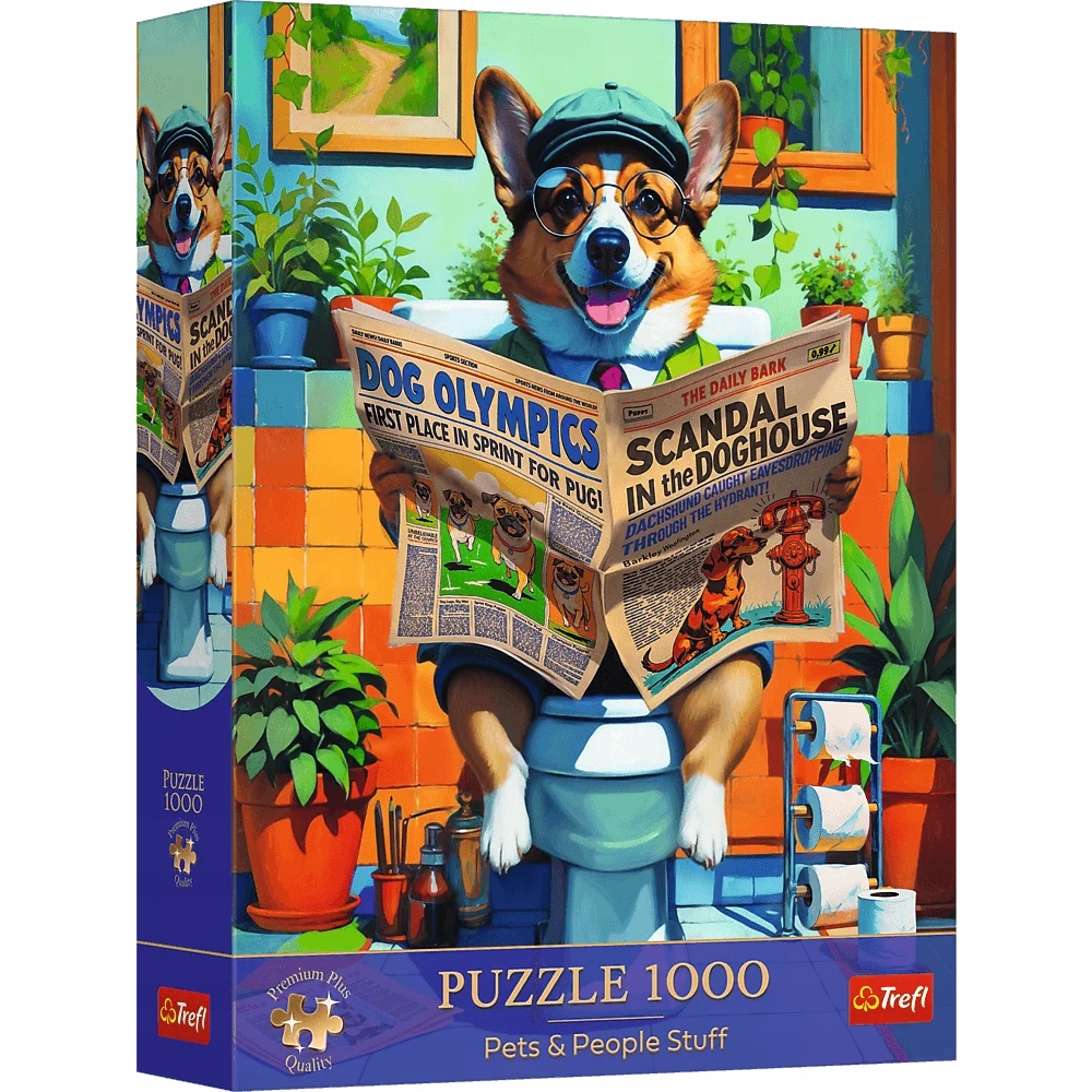 Puzzle 1000 Premium: Corgi w toalecie (12140)
