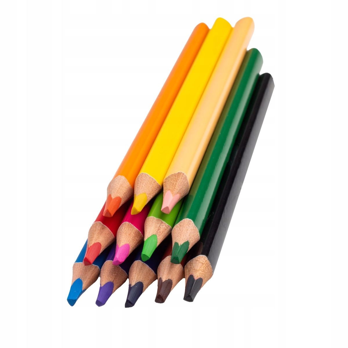 Kredki drewniane, szkolne Jumbo, trójkątne, 12 kol. + temperówka, Happy Color (2323 15KK K12)