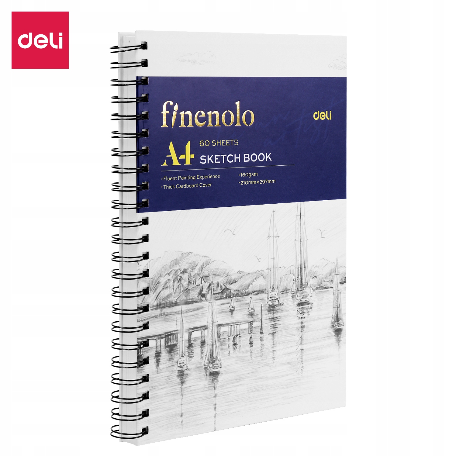 Szkicownik na spirali pionowej a4 finenolo 160G/M2 60 kartek DELI (4040)