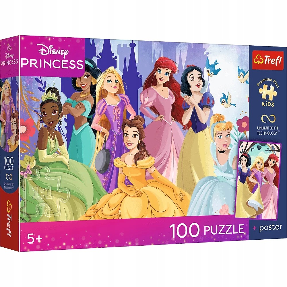 Puzzle 100 Premium Plus Kids: Relaks z księżniczkami, Disney (16554)