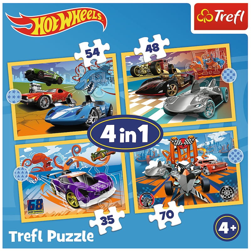 Puzzle 4 w 1: Pojazdy Hot Wheels (34627)