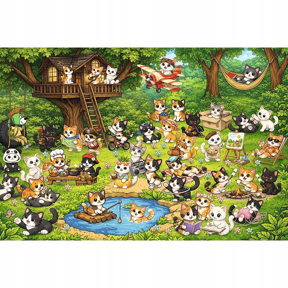 Puzzle 100 Seek & Find: Koci świat, Rodzina Treflików