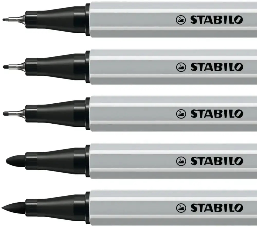 STABILO Zestaw Creative Tips Arty 5szt Czarny6 (1mm;0,7mm;0,4mm;0,2mm;brush) (89/5-1-20)