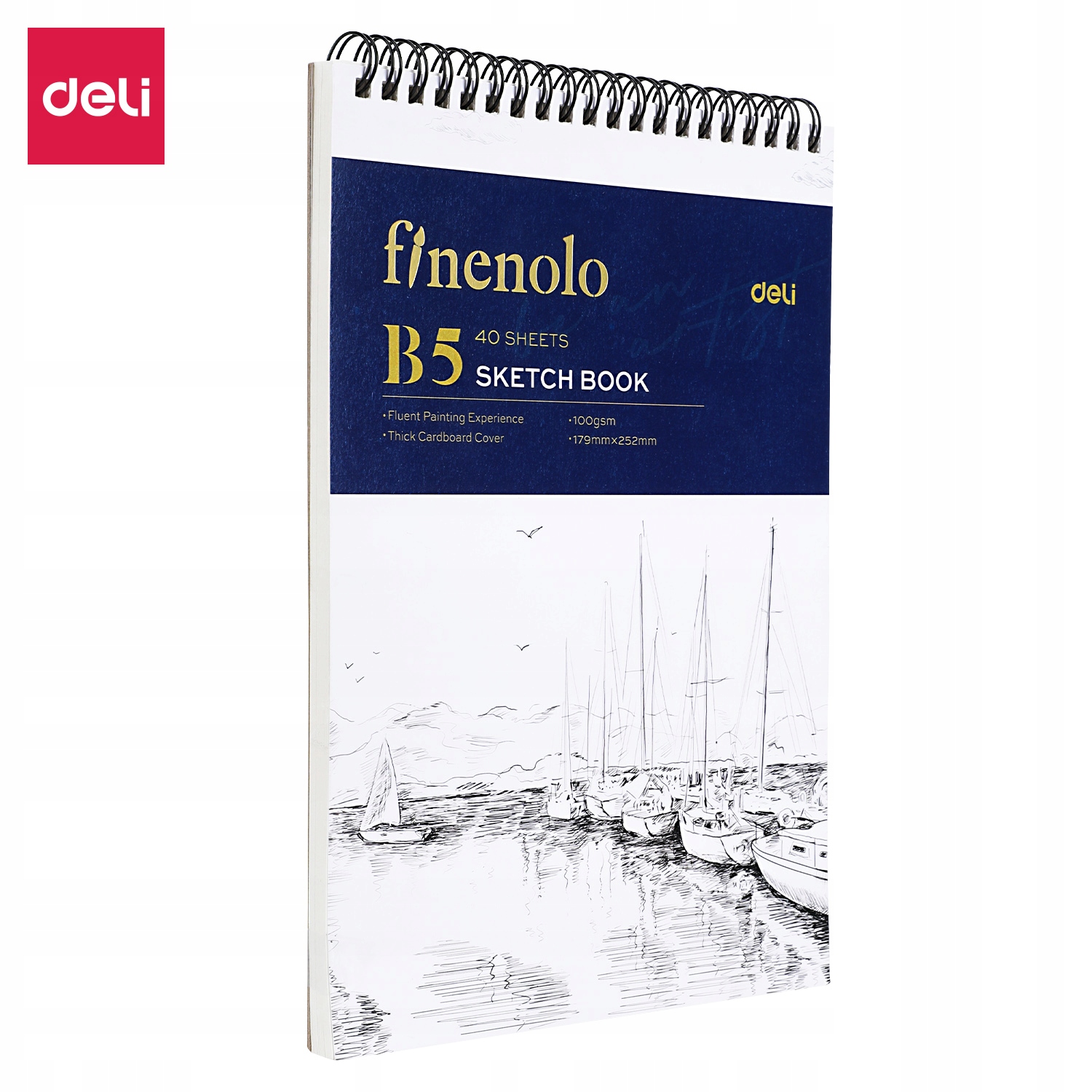 Szkicownik blok na spirali Finenolo B5 40 kartek 100 g/m2, Deli (4450)