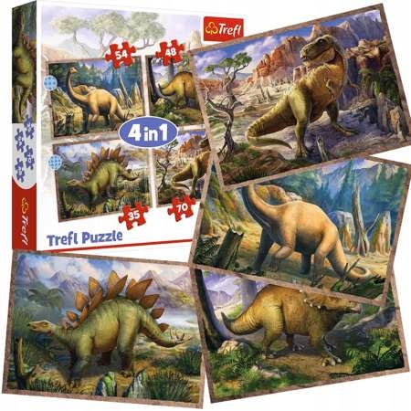 Puzzle 4 w 1: Ciekawe Dinozaury (34383)