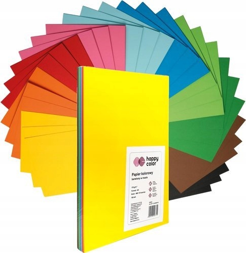 Karton kolorowy 170 g/m2, A4, 100 ark., miks 10 kolorów, Happy Color (3517 2130-MIX 100)