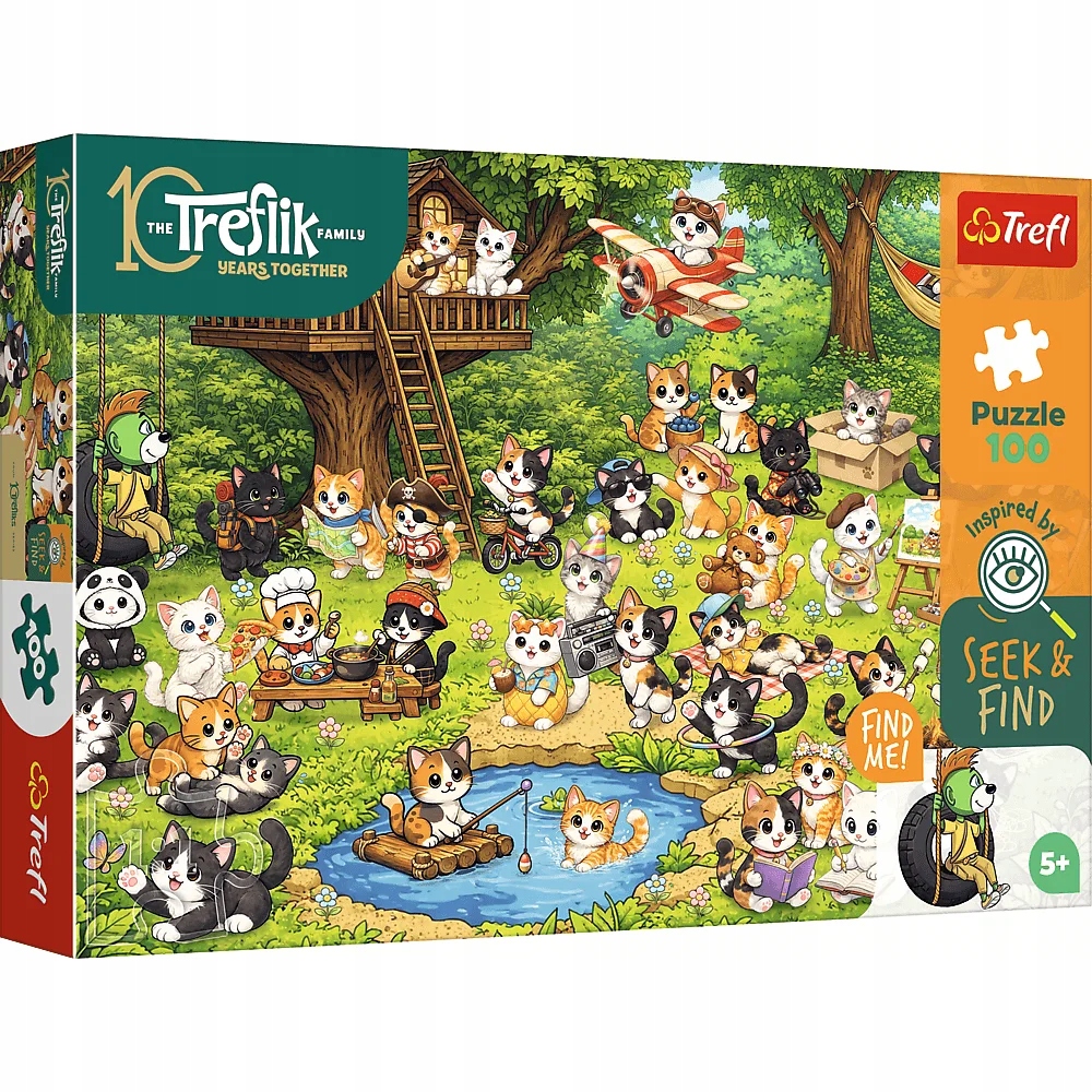 Puzzle 100 Seek & Find: Koci świat, Rodzina Treflików