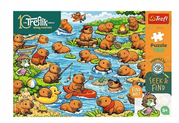 Puzzle 100 Seek & Find: Kapibary, Rodzina Treflików (16586)