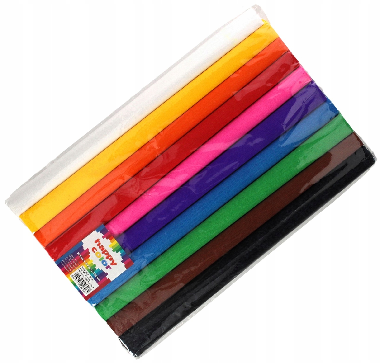 Bibuła marszczona, 25x200 cm, 10 rolek, 10 kolorów, miks A, Happy Color (3640 2521-MIX A)