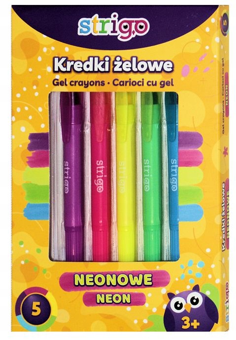 Kredki żelowe neonowe 5 kolorów, Strigo (4630)