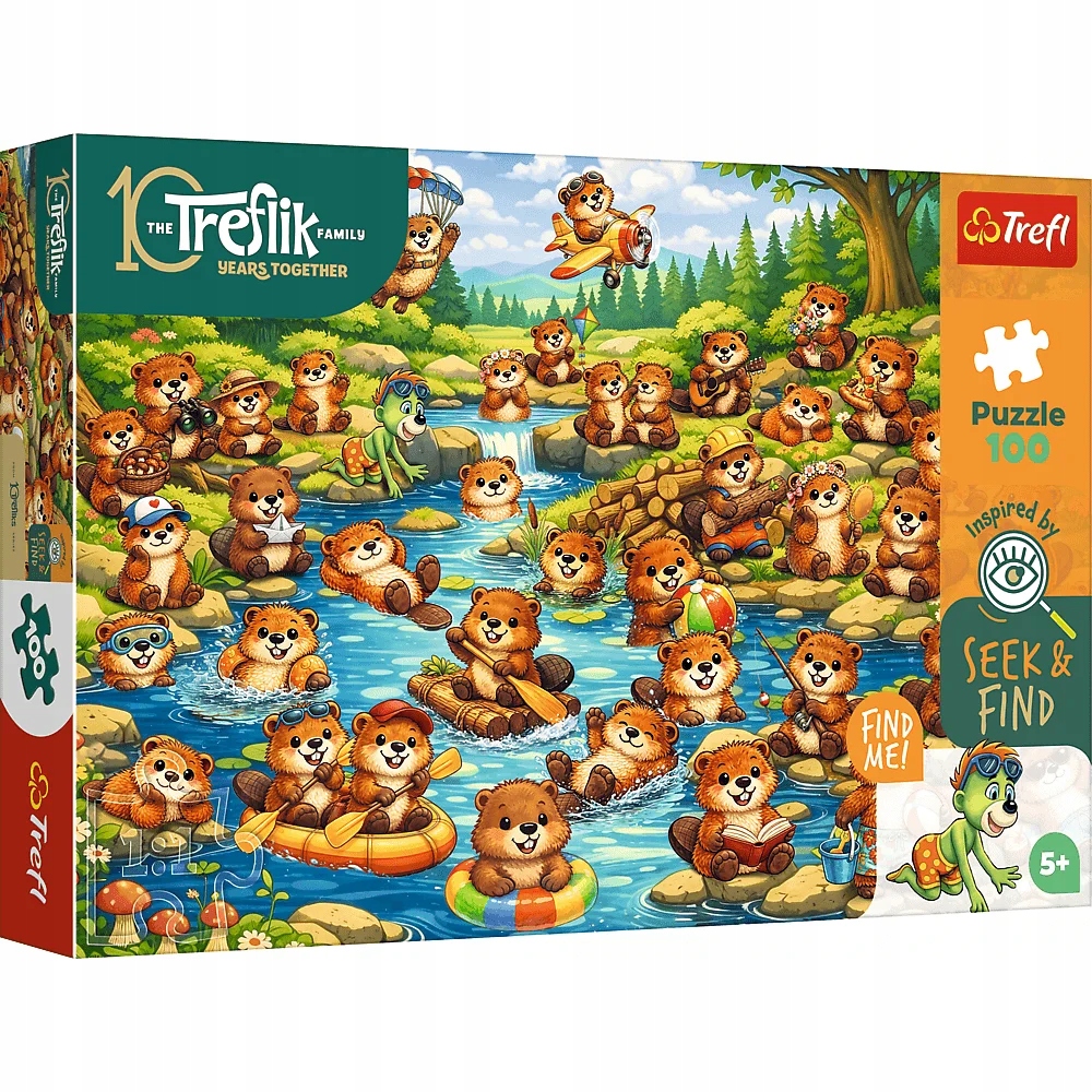 Puzzle 100 Seek & Find: Bobry w akcji, Rodzina Treflików (16588)