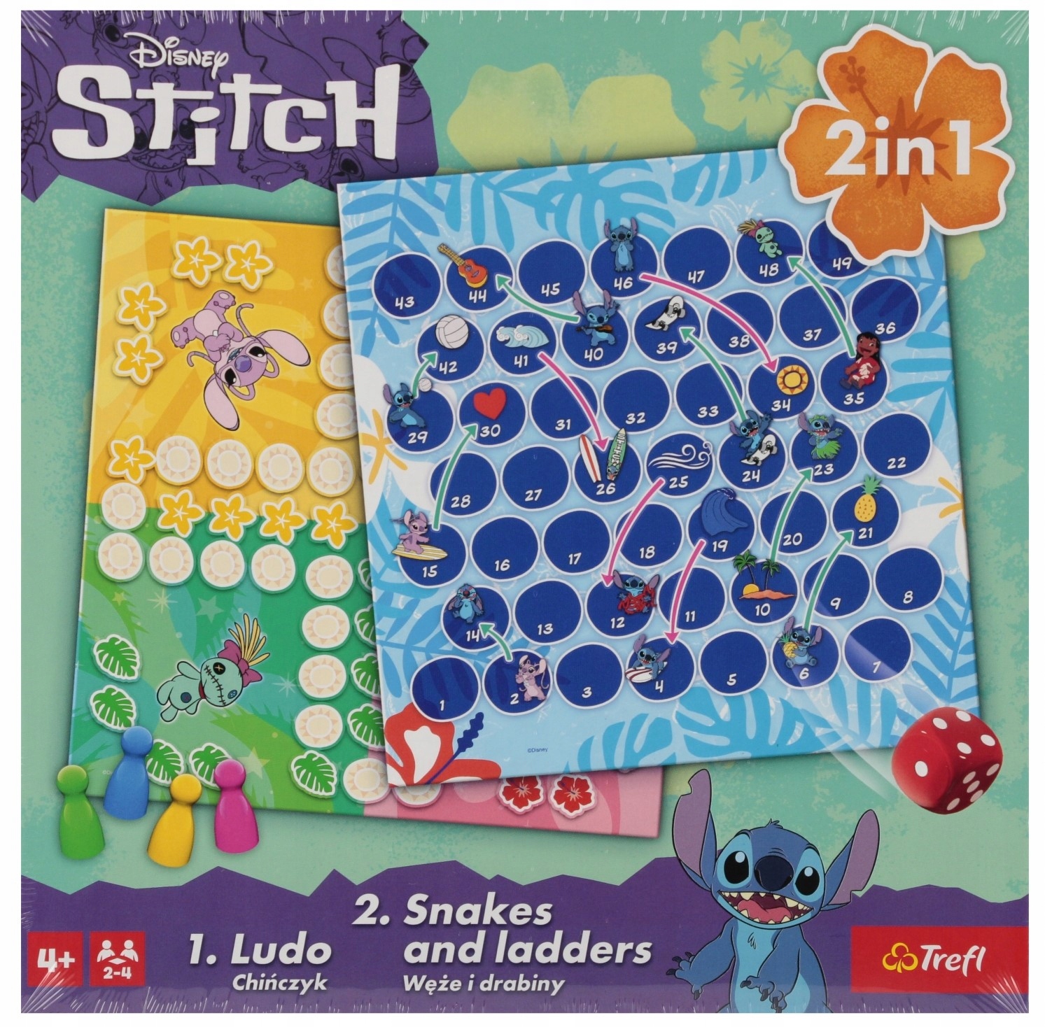 Gra klasyczna Lilo & Stitch, 2w1 Chińczyk / Węże i drabiny (02656)