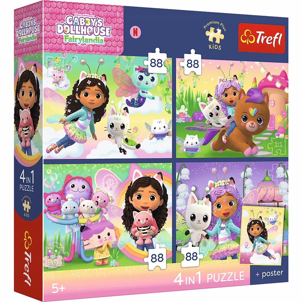 Puzzle 4x88: Kocie harce, Koci Domek Gabi (34694)