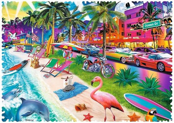 Puzzle 600 Crazy Shapes: Plaża w Miami