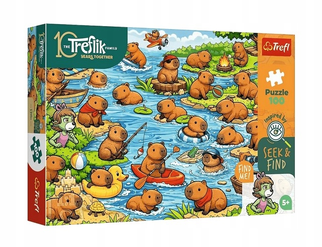 Puzzle 100 Seek & Find: Kapibary, Rodzina Treflików (16586)