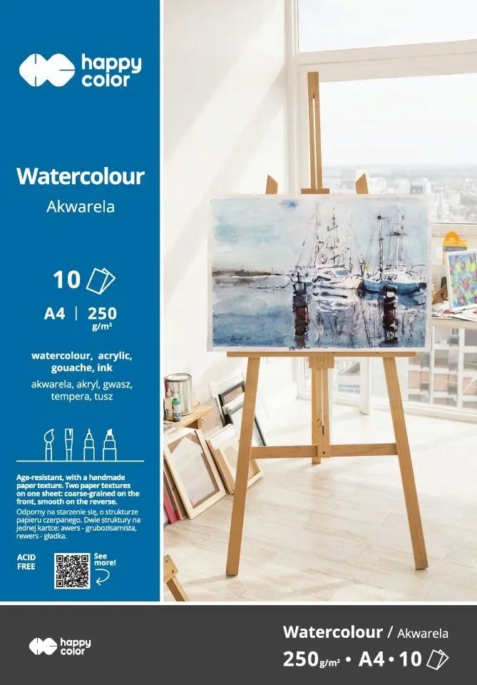 Blok akwarelowy, ART, A4, 10 ark, 250g, Happy Color (3725 2030-AK10)