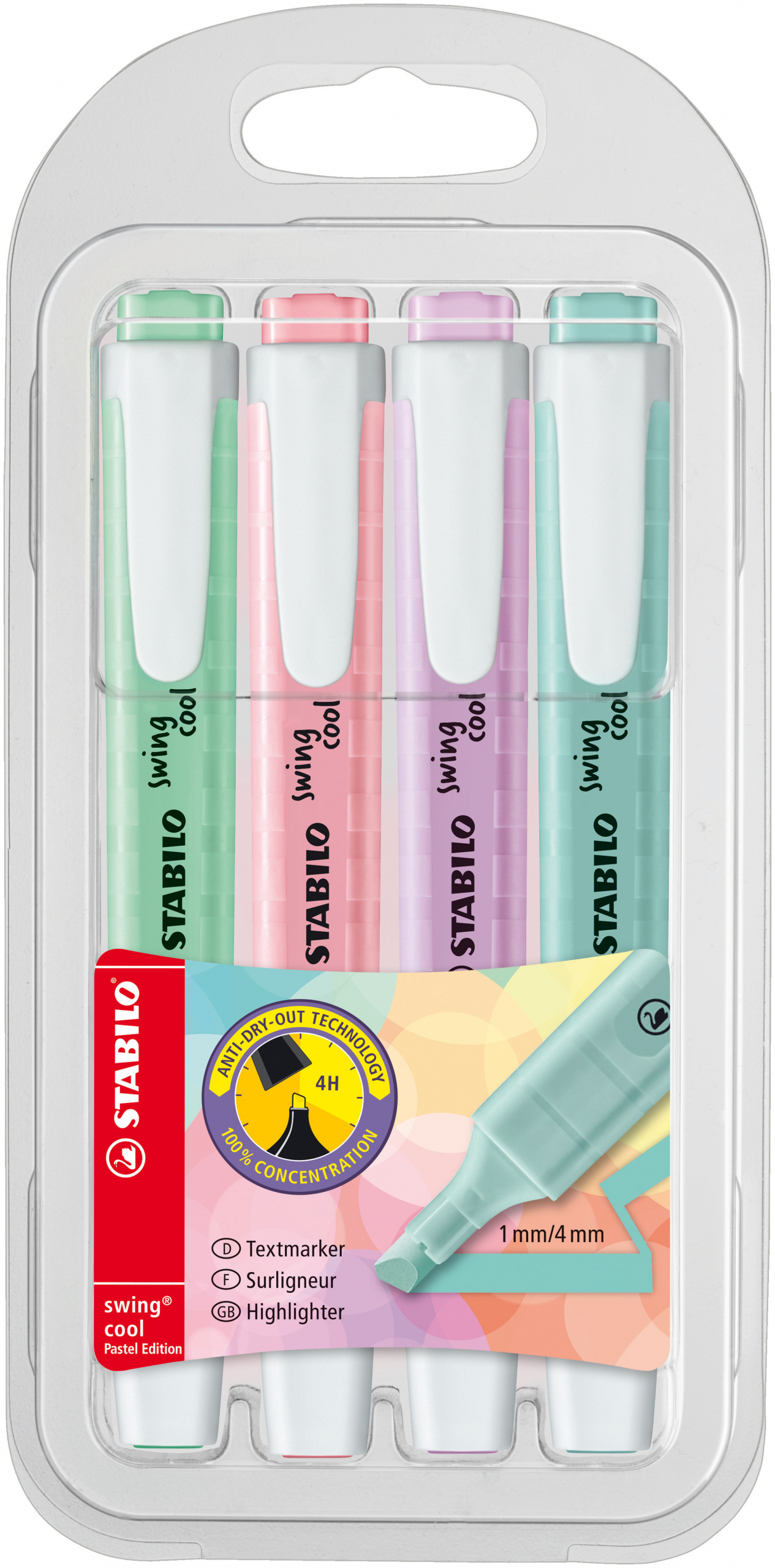STABILO Swing Cool Pastel Zestaw Zakreślaczy 4szt (275/4-08)