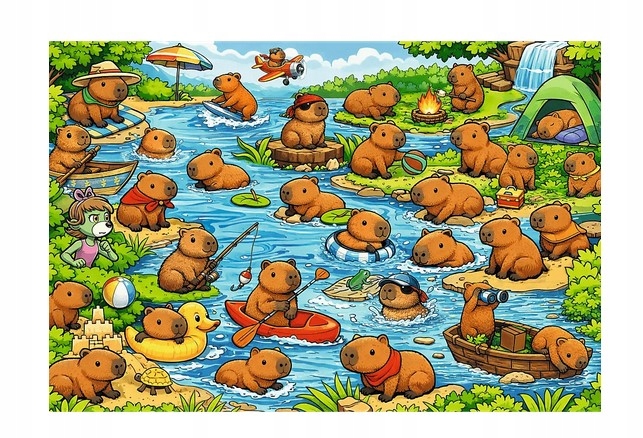 Puzzle 100 Seek & Find: Kapibary, Rodzina Treflików (16586)
