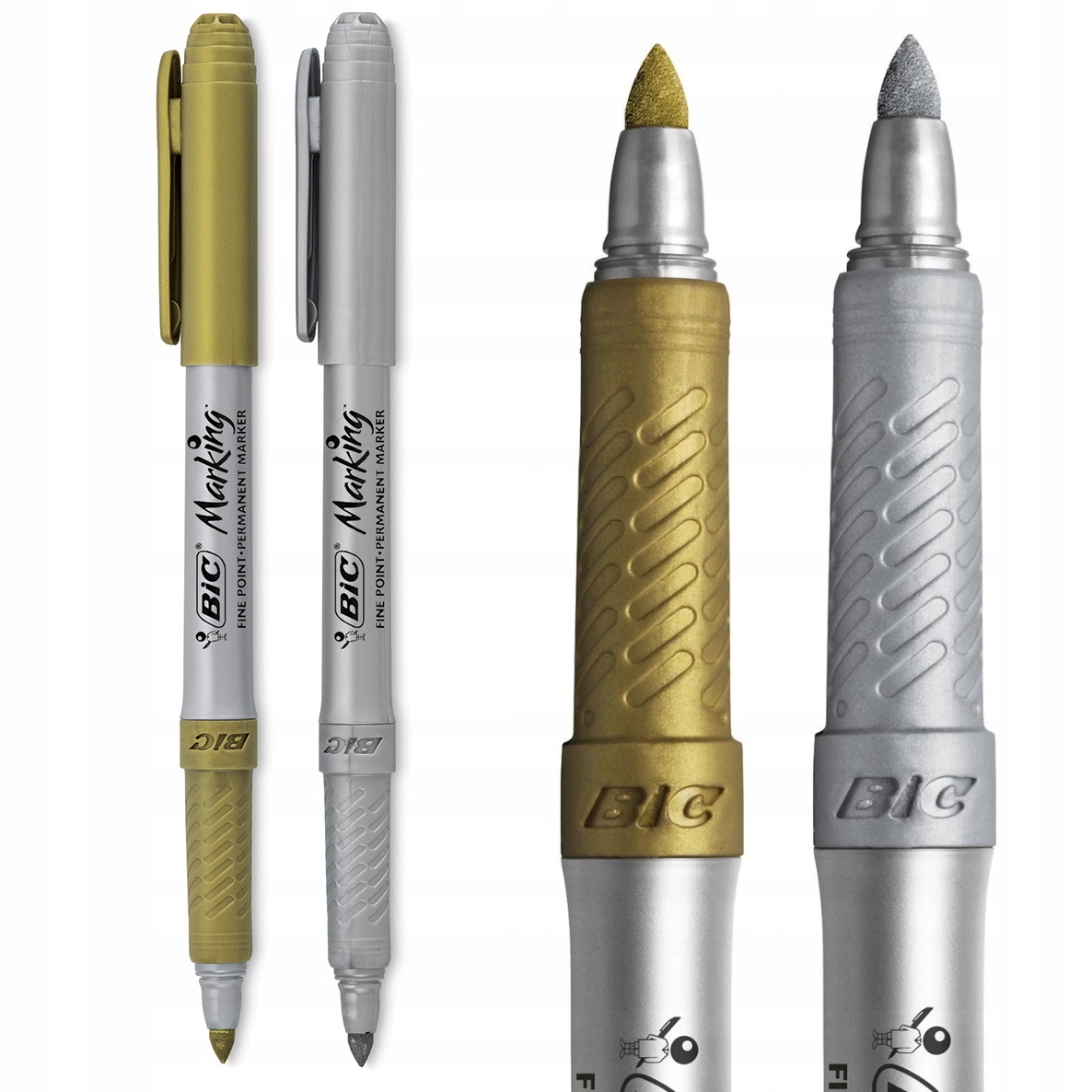 Markery BIC Pernamentne Intensity Srebrny i Złoty Blistr