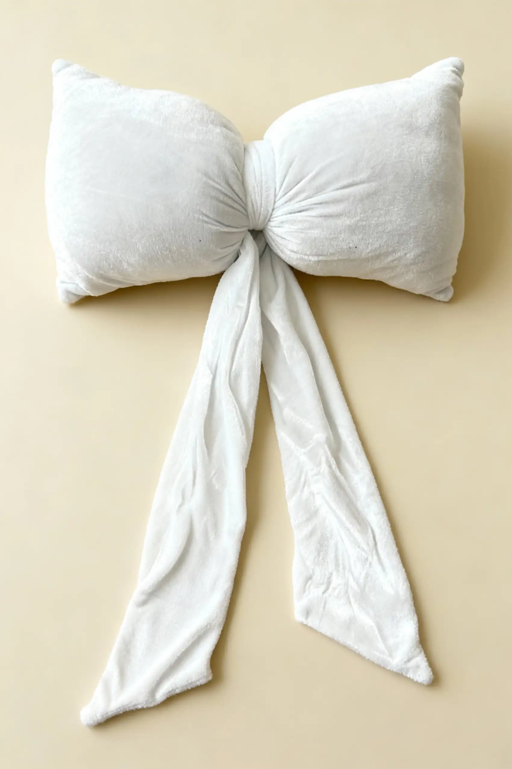 Welurowa poduszka świąteczna 40x23 Kremowa duża kokarda view 2