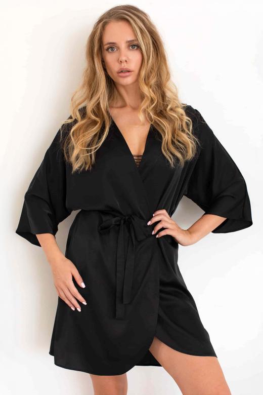 Krótki szlafrok damski z eleganckiej matowej satyny rozmiar L