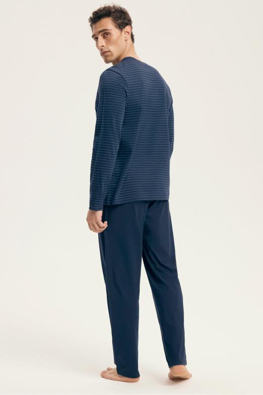 Piżama męska bawełniana z długim rękawem i prostymi spodniami rozmiar L view 4