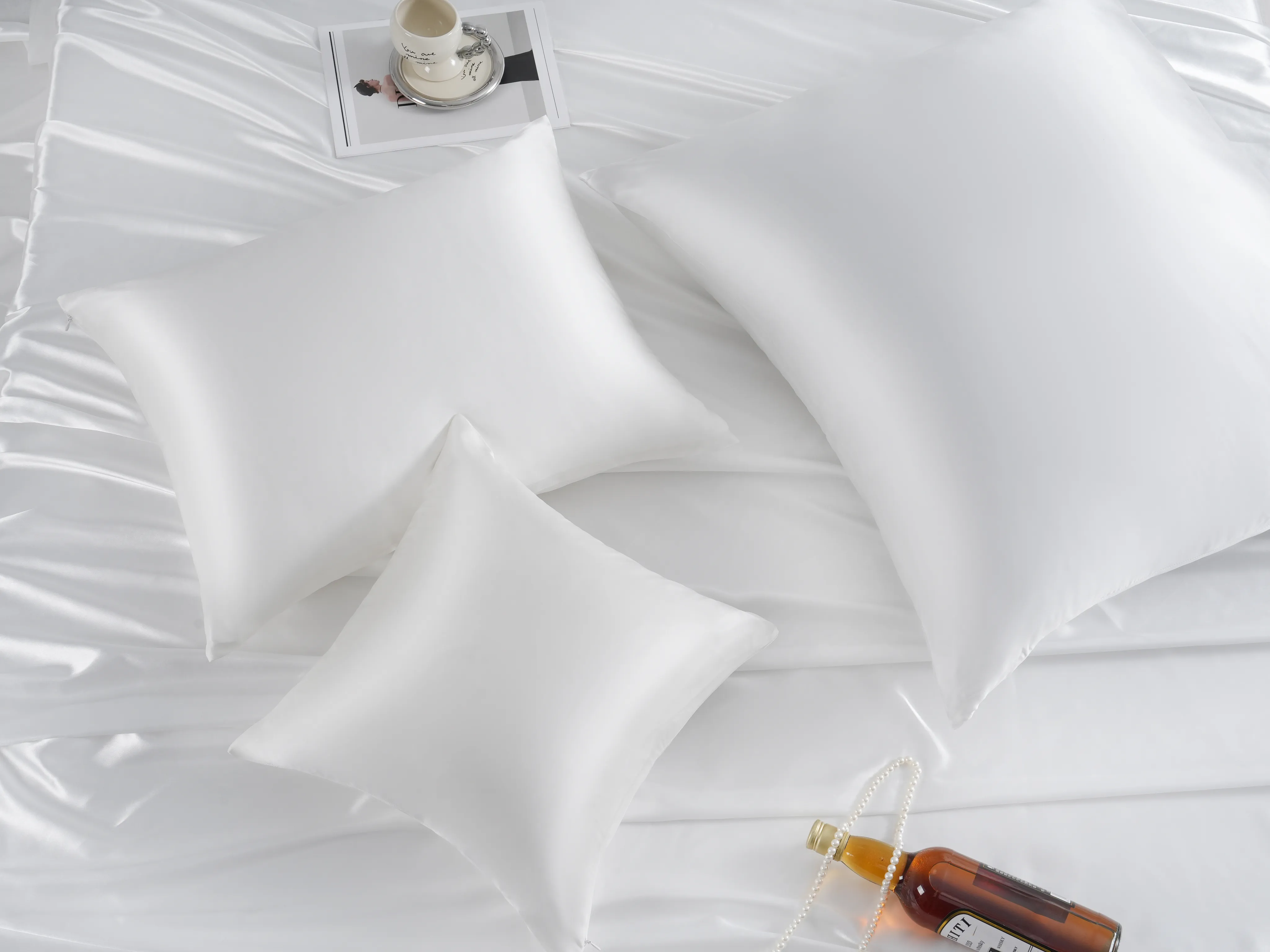 Jedwabna Poszewka 40x40 Biała view 5