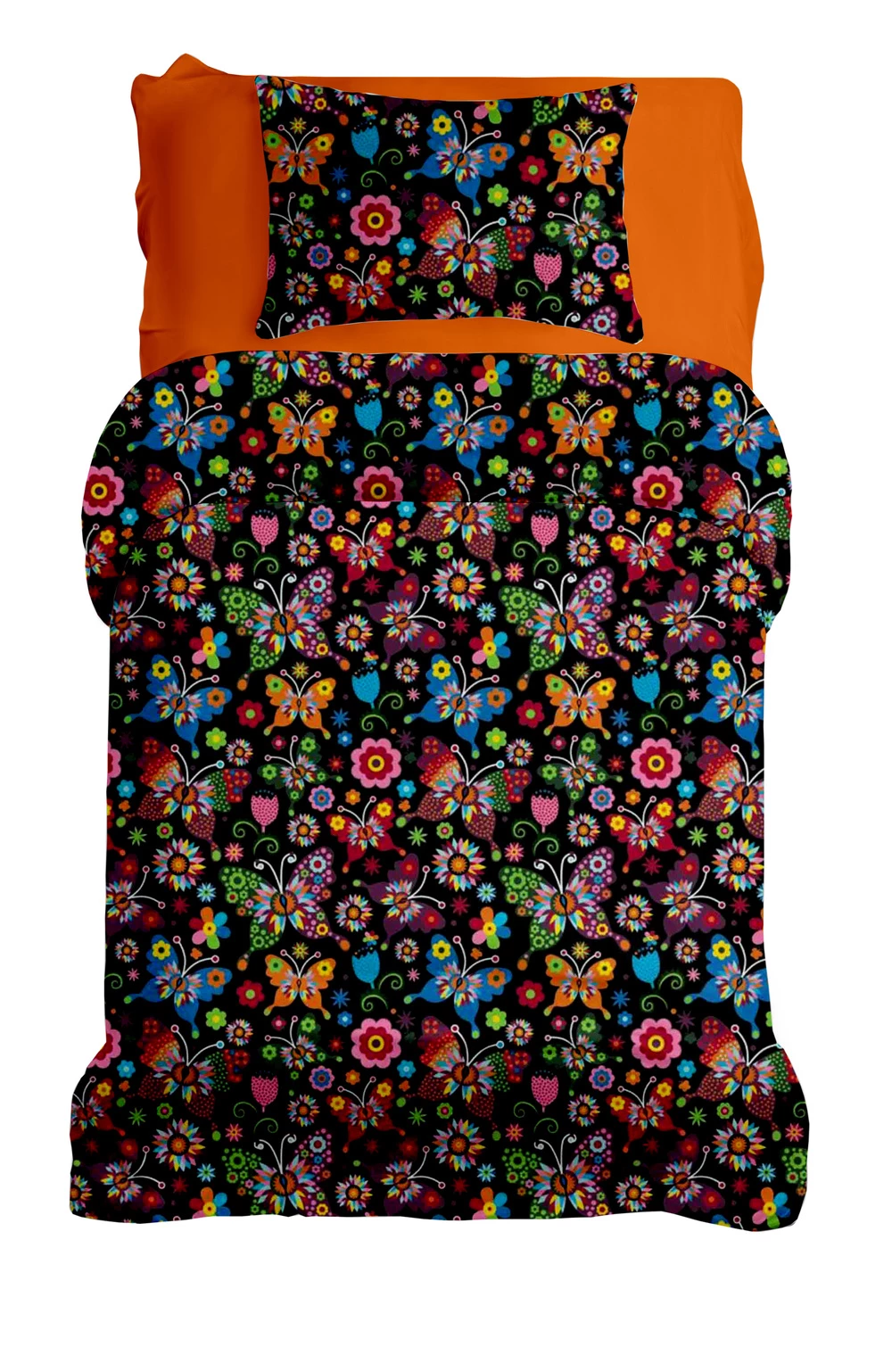 POŚCIEL DZIECIĘCA KWIATY CZARNA 90/120 + 40/60 view 2