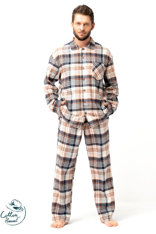 Piżama męska flanelowa w kratę koszulowa góra z długimi spodniami rozmiar M view 4