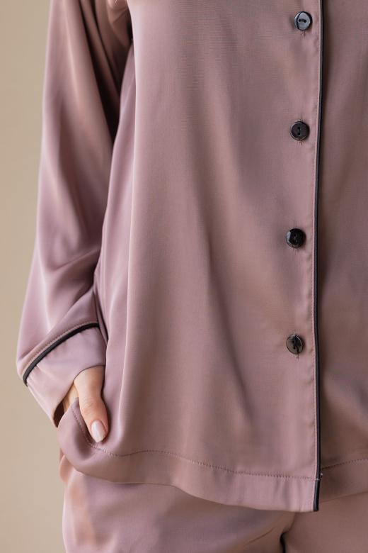 Piżama damska z włoskiej satyny komplet rozmiar M cappucino view 5