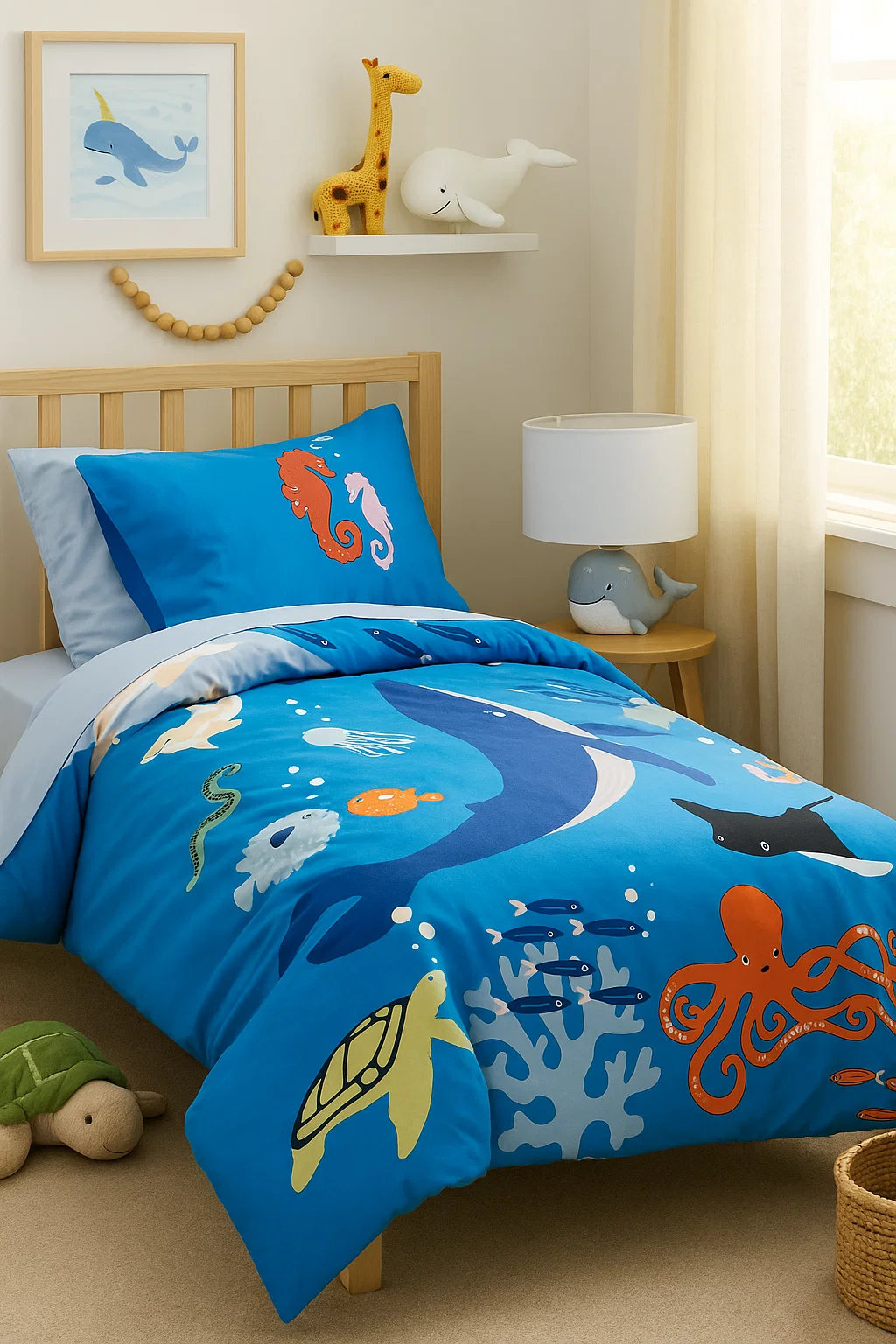 DZIECIĘCA POŚCIEL SATYNOWA DWUSTRONNA 140x200 WHALE view 5