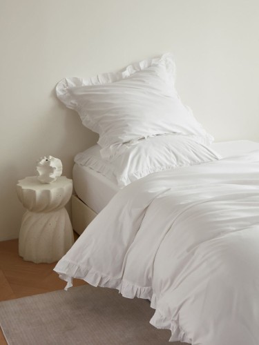 Biała Pościel Satytnowa z Falbanką 140x200 view 3