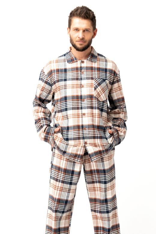 Piżama męska flanelowa w kratę koszulowa góra z długimi spodniami rozmiar XL view 5