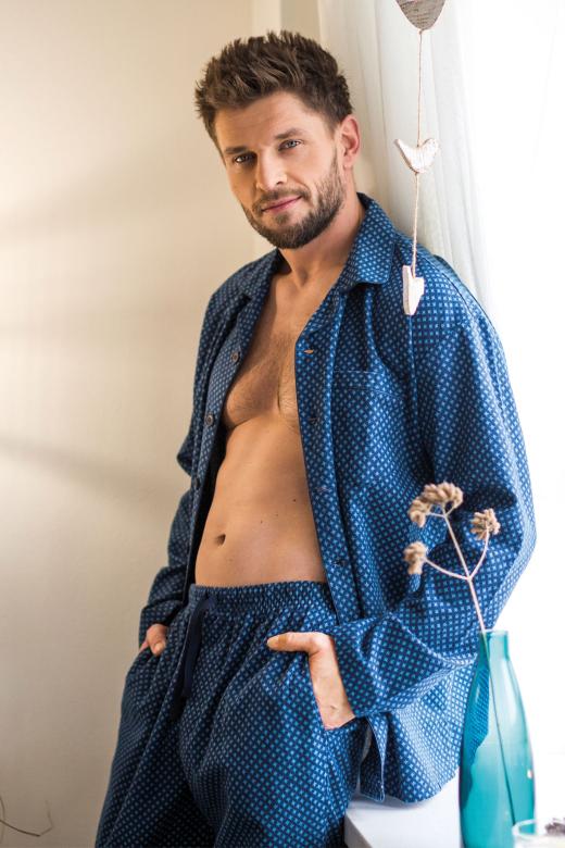 Piżama męska garniturowa bawełniana flanela rozmiar L