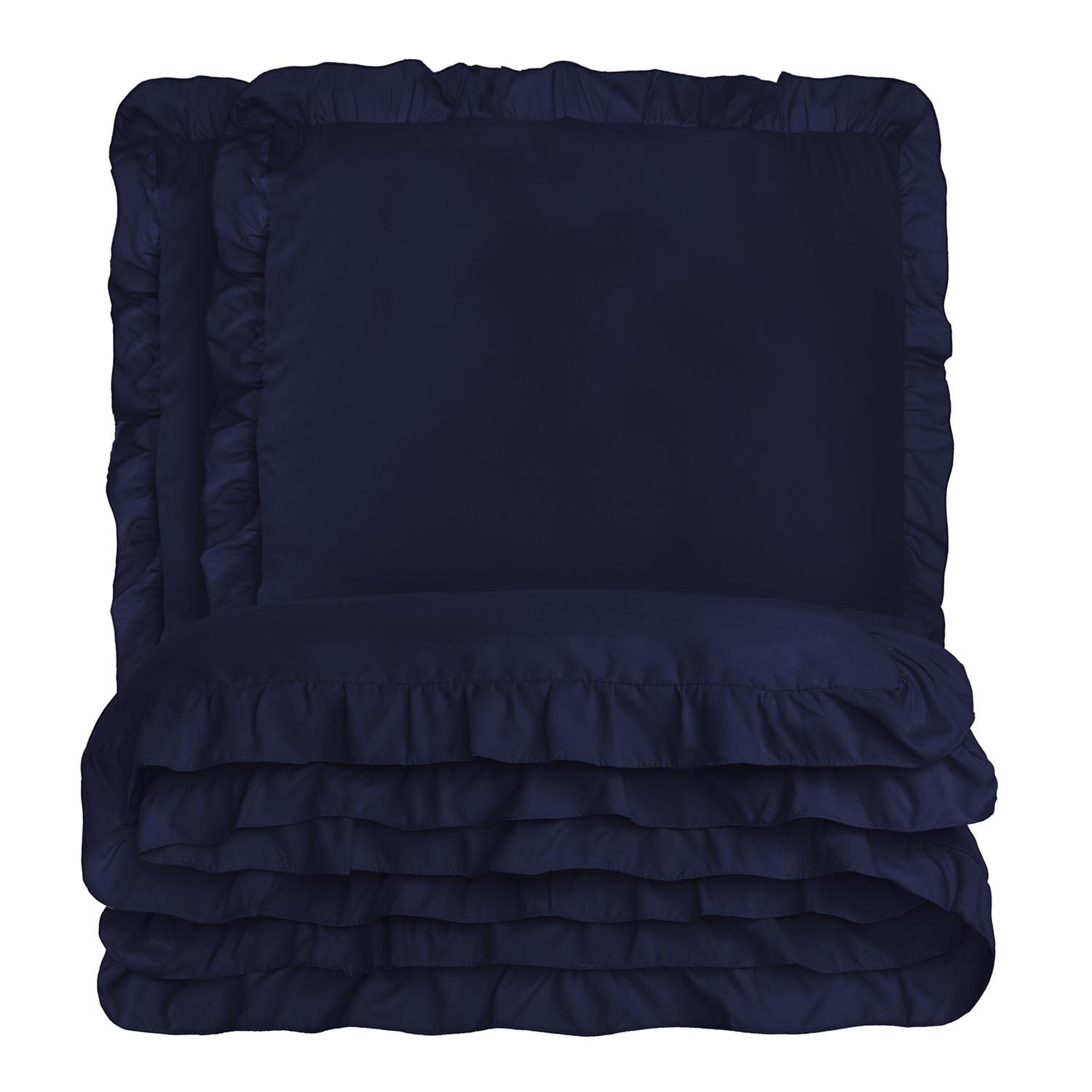 Granatowa Pościel Satytnowa z Falbanką 160x200 view 2