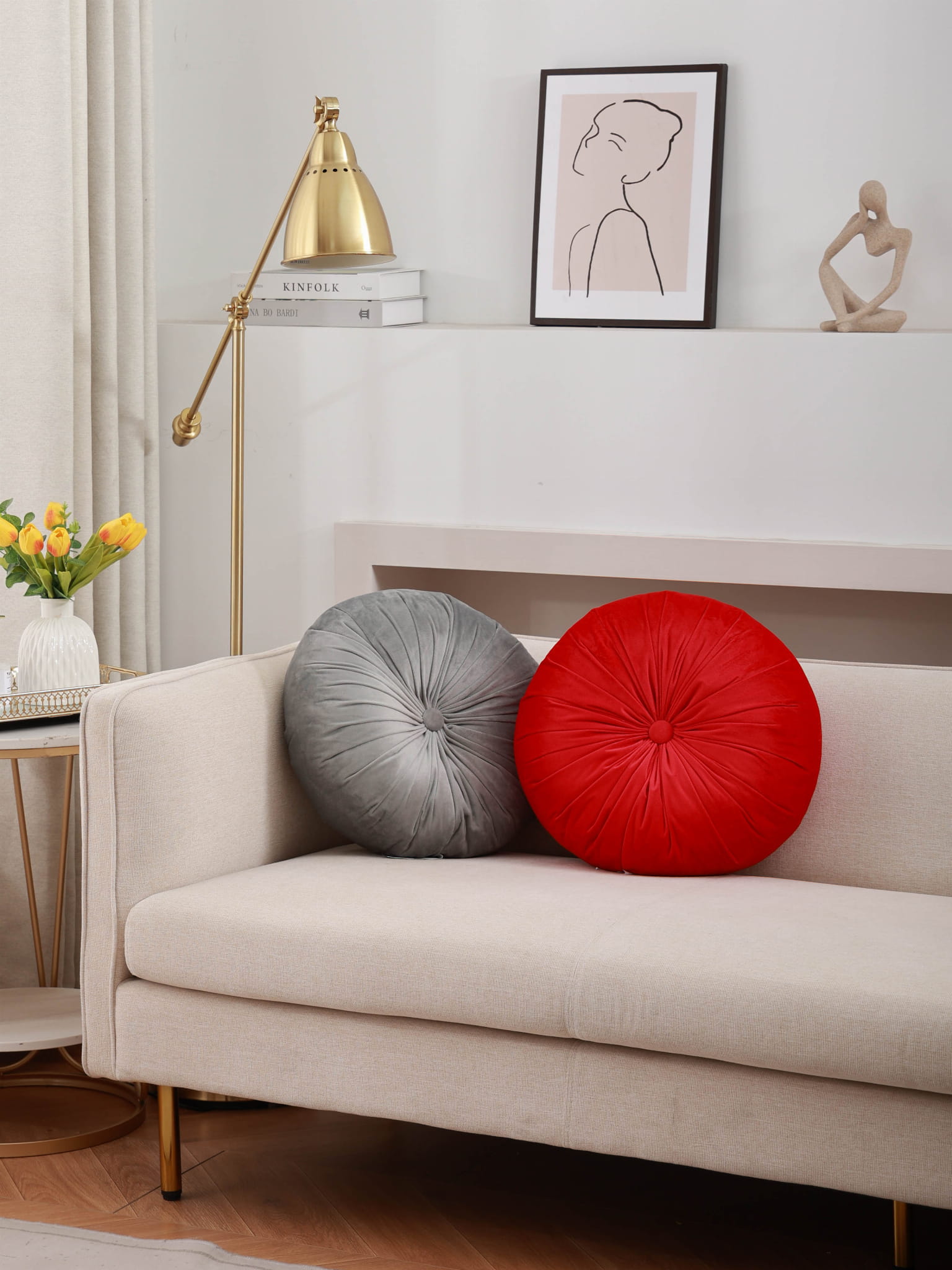 PODUSZKA OZDOBNA WELUROWA CZERWONA