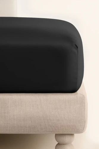 Czarne Prześcieradło Satyna Z Gumką 200x200