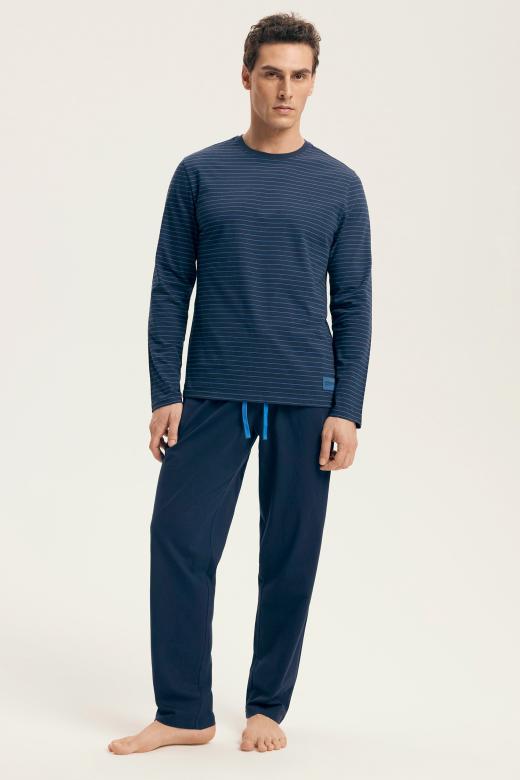 Piżama męska bawełniana z długim rękawem i prostymi spodniami rozmiar M view 5
