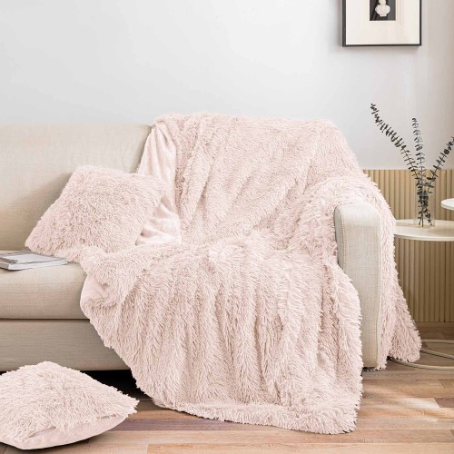 KOC WŁOCHATY 150x200 KREMOWO PUDROWY